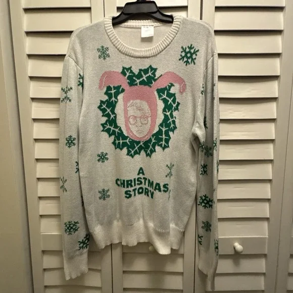 A Christmas Story Movie Ugly Christmas Sweater Unisex Adult Large Ralphie Wreath - Picture 3 of 7